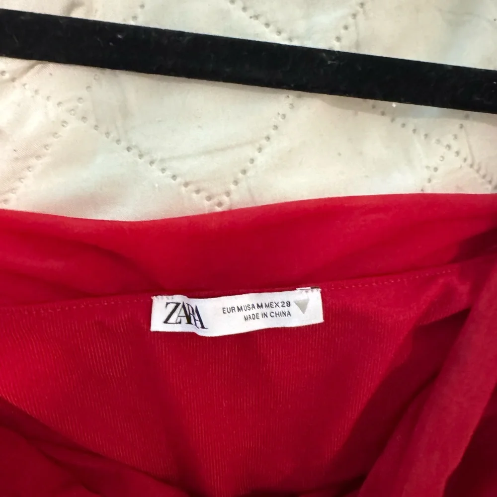 Zara Red Strapless Ruched Dress - Picture 2 of 3